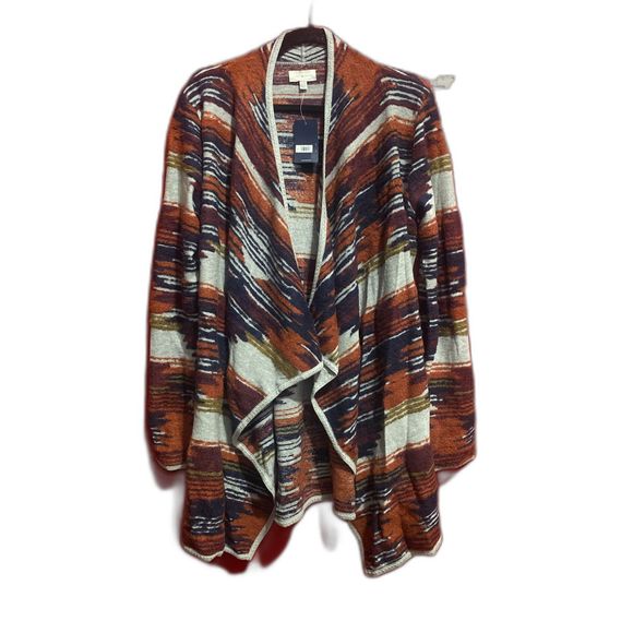 Lucky Brand Aztec Open Front Drape Cardigan Sweater Multicolor Women's Large - Picture 2 of 7